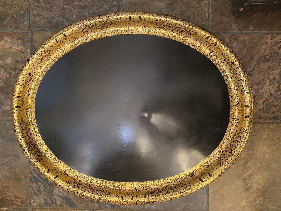 C1870 A Huge French Oval Papier Mache Ottoman Tray