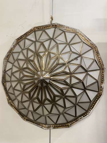 C1960 A Pair of French Opaline Glass & Brass Wall or Ceiling