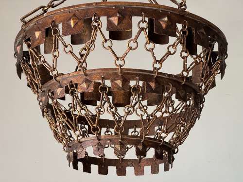 C1960 An Unusual Spanish Gilt Iron Chandelier