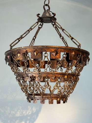 C1960 An Unusual Spanish Gilt Iron Chandelier
