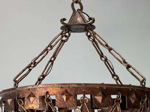 C1960 An Unusual Spanish Gilt Iron Chandelier