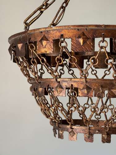 C1960 An Unusual Spanish Gilt Iron Chandelier