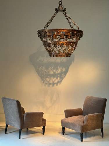 C1960 An Unusual Spanish Gilt Iron Chandelier