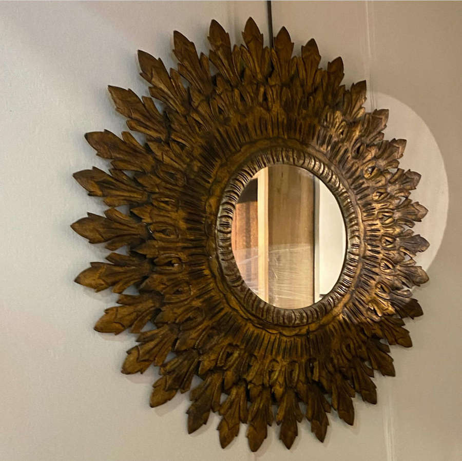 C1930 A Huge French Gilt Wood Sunburst Mirror