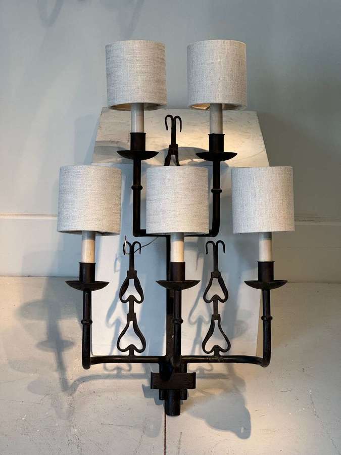 C1950 A Pair Large of Spanish Iron Wall Sconces