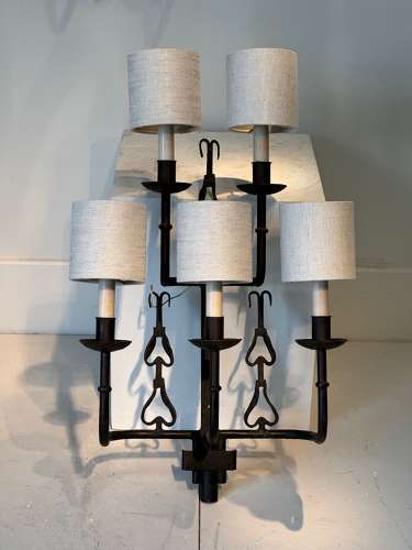C1950 A Pair Large of Spanish Iron Wall Sconces