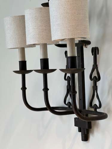 C1950 A Pair Large of Spanish Iron Wall Sconces