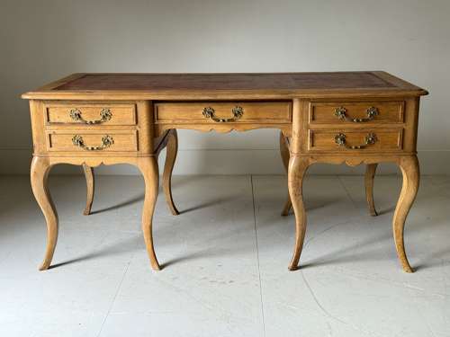 C1880 A Smart French Double Sided Oak Desk in Louis XVI Style.