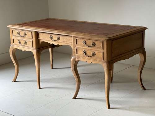 C1880 A Smart French Double Sided Oak Desk in Louis XVI Style.