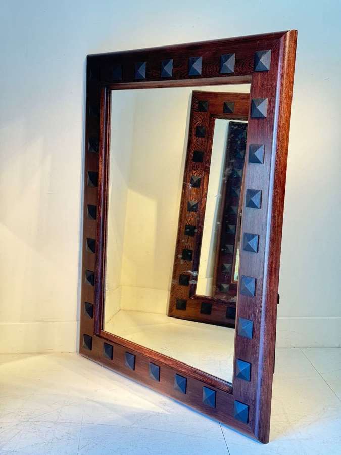C1970 A Pair of Large Italian Wenge Wood Studded Mirrors