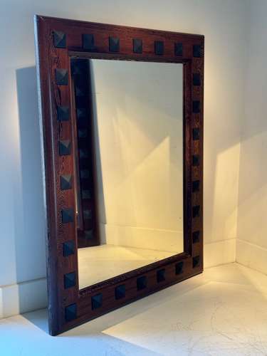 C1970 A Pair of Large Italian Wenge Wood Studded Mirrors