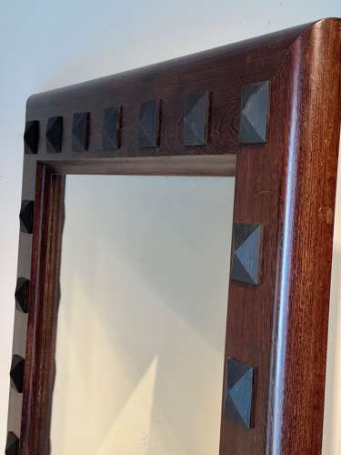 C1970 A Pair of Large Italian Wenge Wood Studded Mirrors