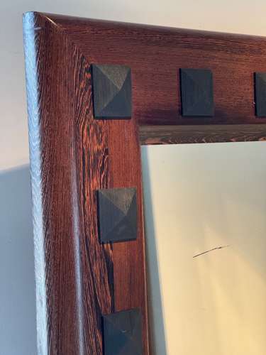 C1970 A Pair of Large Italian Wenge Wood Studded Mirrors