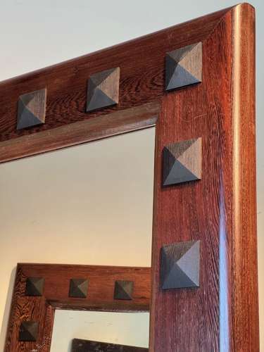 C1970 A Pair of Large Italian Wenge Wood Studded Mirrors