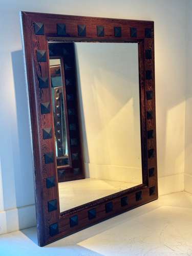C1970 A Pair of Large Italian Wenge Wood Studded Mirrors