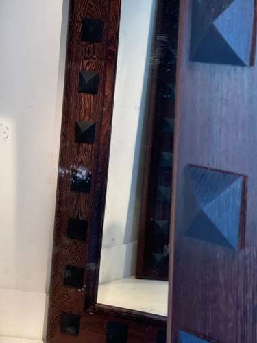C1970 A Pair of Large Italian Wenge Wood Studded Mirrors