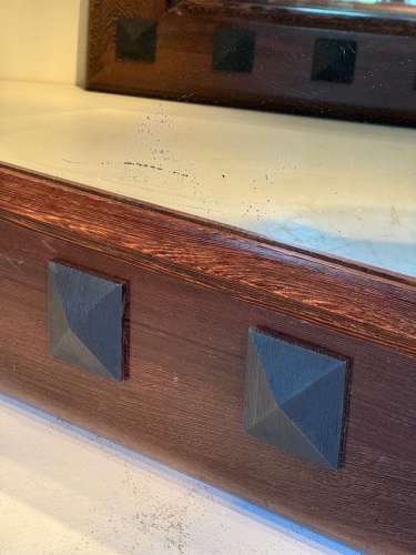 C1970 A Pair of Large Italian Wenge Wood Studded Mirrors