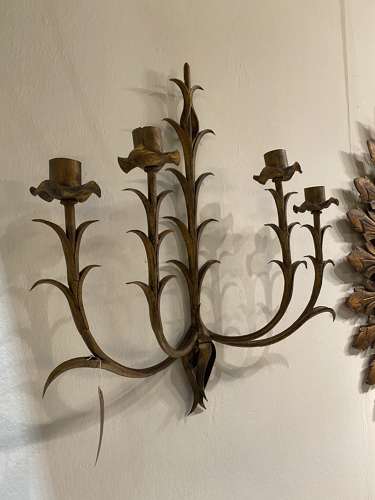 C1960 A Pair of Spanish Gilt Iron Wall Sconces