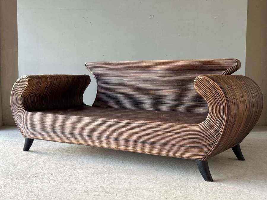 C1970 A Stylish Italian Rattan Sofa & Armchairs by Vivai del Sud