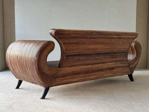 C1970 A Stylish Italian Rattan Sofa & Armchairs by Vivai del Sud