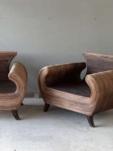 C1970 A Stylish Italian Rattan Sofa & Armchairs by Vivai del Sud