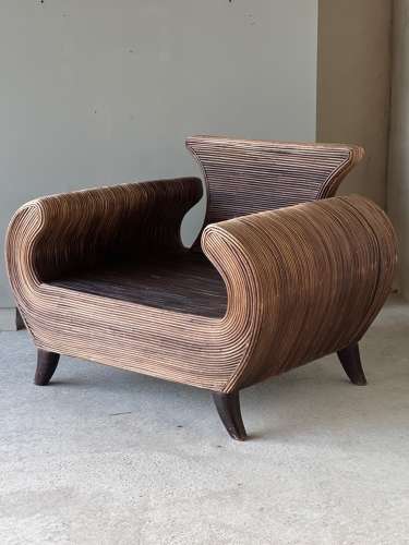 C1970 A Stylish Italian Rattan Sofa & Armchairs by Vivai del Sud