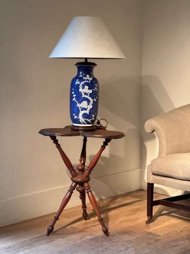 C1950 A French Blue & White Oriental Ceramic Lamp
