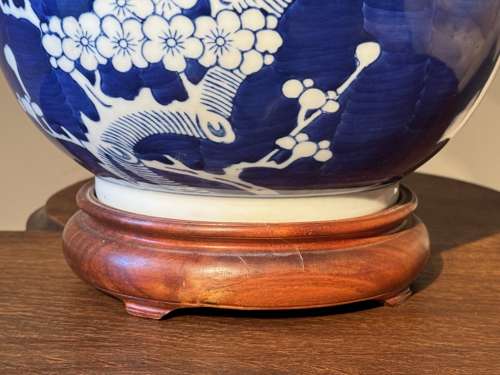 C1950 A French Blue & White Oriental Ceramic Lamp