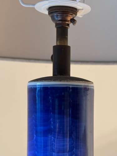 C1950 A French Blue & White Oriental Ceramic Lamp