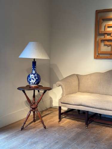 C1950 A French Blue & White Oriental Ceramic Lamp