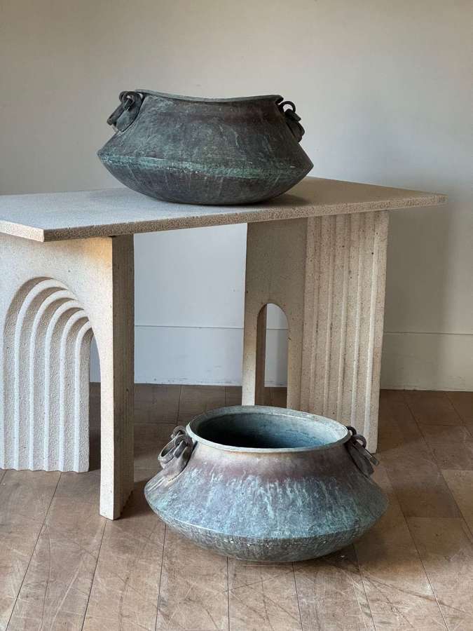 C1890 A Pair of French Verdigris Copper Planters
