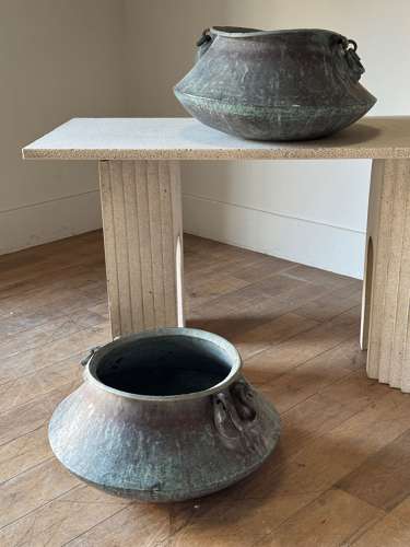 C1890 A Pair of French Verdigris Copper Planters