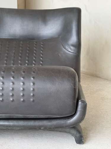 C1970s A Great Pair of Spanish Textured Leather Easy Armchairs