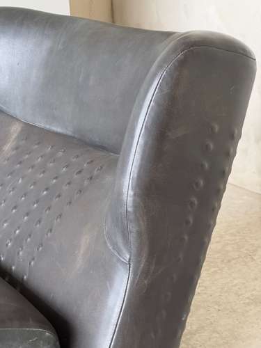 C1970s A Great Pair of Spanish Textured Leather Easy Armchairs