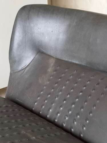 C1970s A Great Pair of Spanish Textured Leather Easy Armchairs