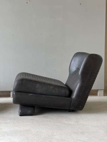 C1970s A Great Pair of Spanish Textured Leather Easy Armchairs