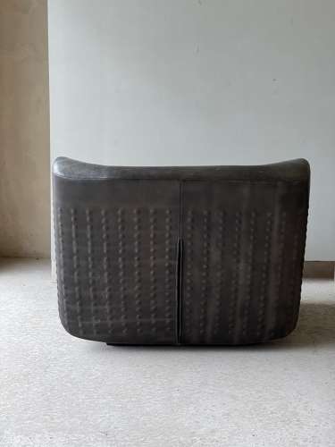 C1970s A Great Pair of Spanish Textured Leather Easy Armchairs