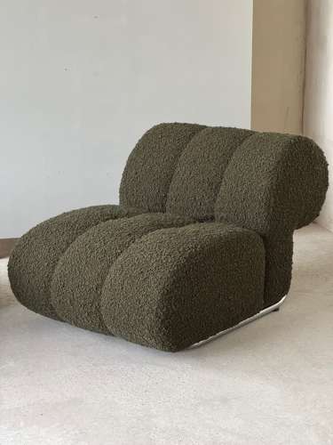 C1960s A Pair Of French Chrome Armchairs Upholstered in Green Boucle