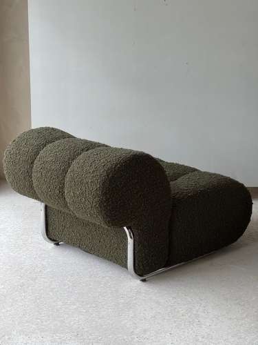 C1960s A Pair Of French Chrome Armchairs Upholstered in Green Boucle