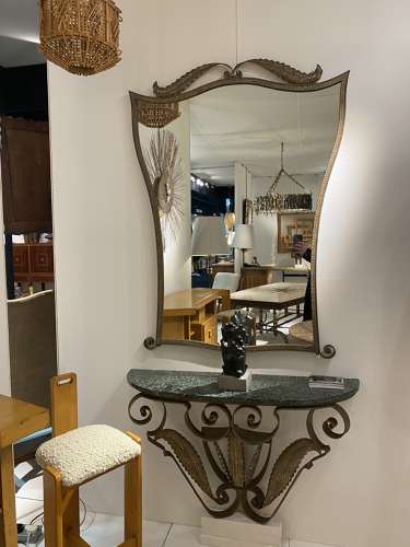 C1950 A French Iron Console Table & Mirror by Luigi Colli
