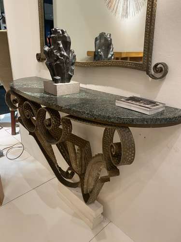 C1950 A French Iron Console Table & Mirror by Luigi Colli