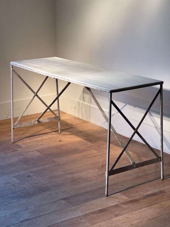 C1880 A Wonderful French Painted Iron & Marble Console Table