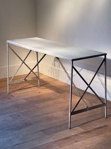 C1880 A Wonderful French Painted Iron & Marble Console Table