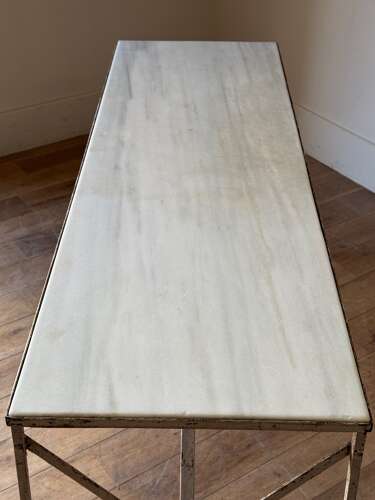 C1880 A Wonderful French Painted Iron & Marble Console Table