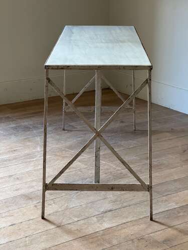 C1880 A Wonderful French Painted Iron & Marble Console Table