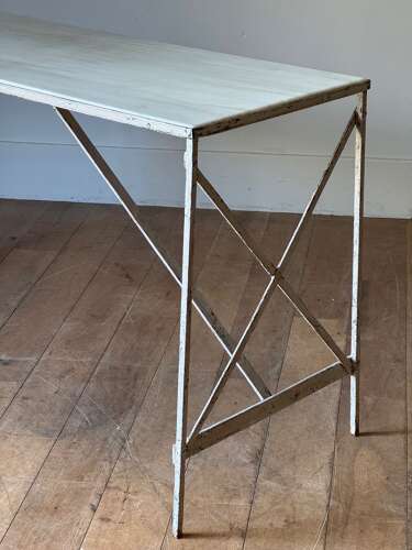 C1880 A Wonderful French Painted Iron & Marble Console Table