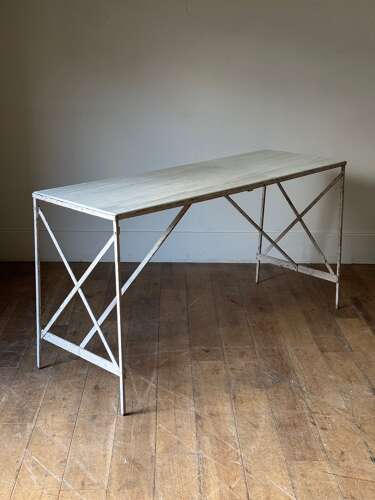 C1880 A Wonderful French Painted Iron & Marble Console Table