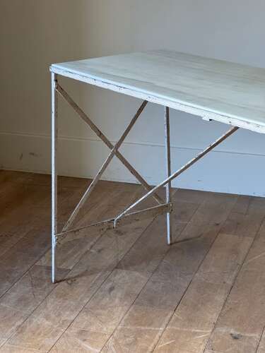C1880 A Wonderful French Painted Iron & Marble Console Table