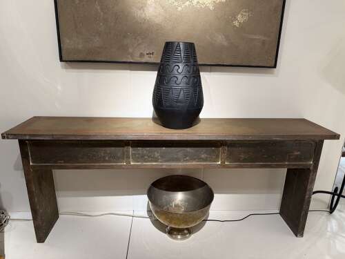 C1970 A Spanish Brass Bound Console Table by Rudolfo Dubarry