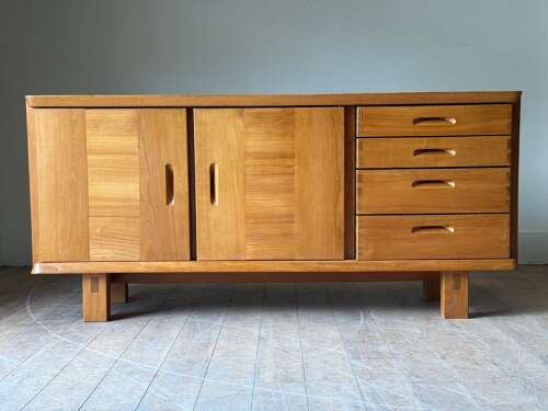 C1970 A Solid French Elm Sideboard by Maison Regain